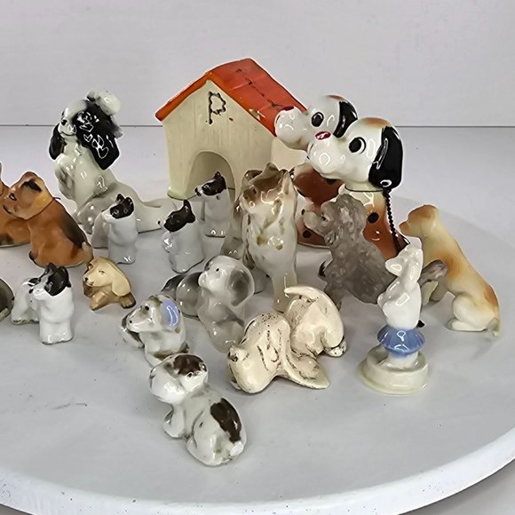 Vintage Dog Miniature Figurine Lot Ceramic Resin Plastic - Picture 6 of 12